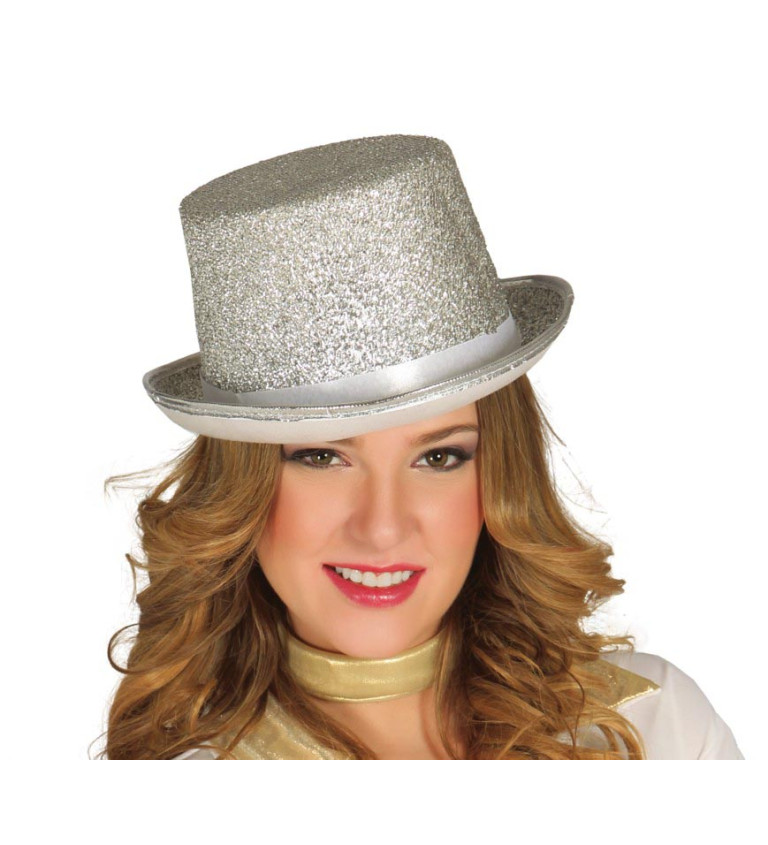 Štýlový strieborný cylinder na párty