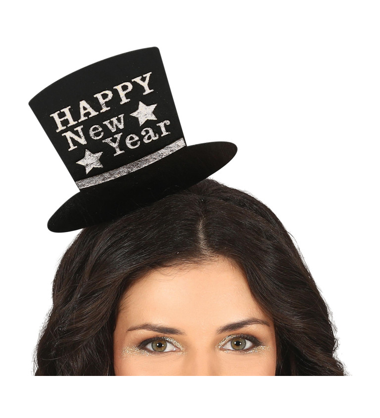 Strieborná party čelenka Happy New Year