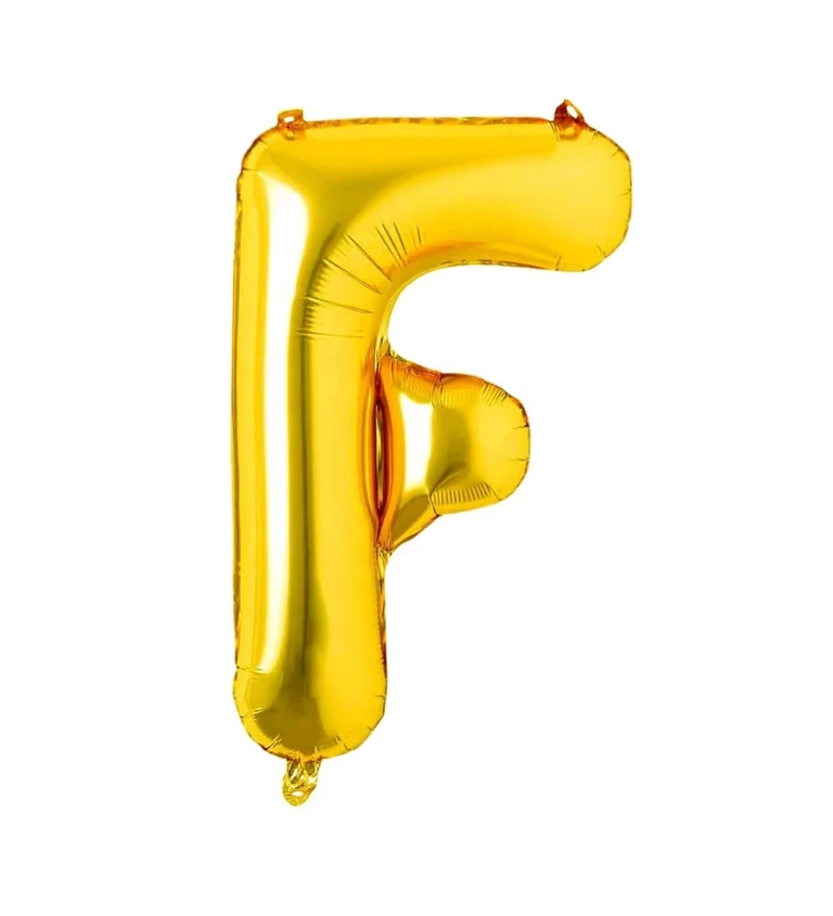 Zlatý fóliový balónik: písmeno F 80 cm