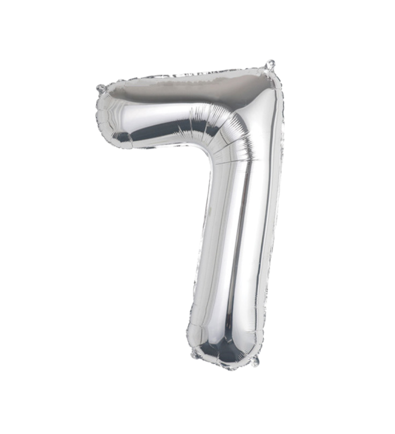Fóliový balónik - číslo 7 strieborné, 89 cm